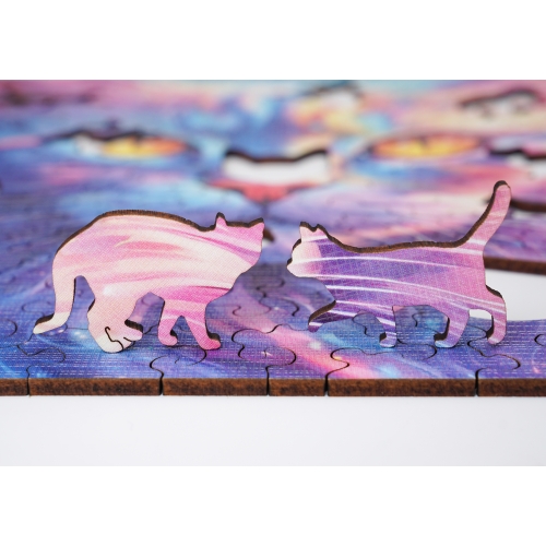Puzzle Drewniane 25 x 25 cm KOT 140 Elementów Układanka Drewniana